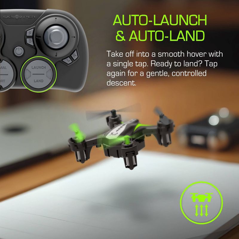 slide 6 of 8, Sky Viper DASH Nano Drone: Remote Control, Beginner Skill Level, Indoor/Outdoor Use, 1 ct