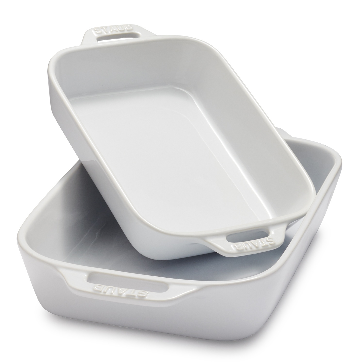 slide 1 of 1, STAUB Ceramic Rectangular Baking Dishes, White, 2 ct