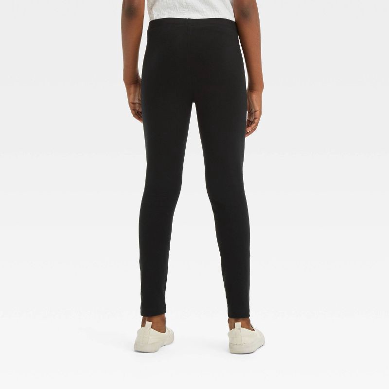 slide 2 of 4, Girls' Leggings - Cat & Jack™ Black XL: High Rise, Stretch, Jersey Fabric, 1 ct