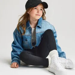 Girls' Leggings - Cat & Jack™ Black XS: Cotton Spandex, High Rise, Elastic Waistband