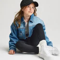 Girls' Leggings - Cat & Jack™ Black XS: Cotton Spandex, High Rise, Elastic Waistband