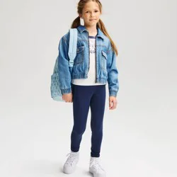 Girls' Leggings - Cat & Jack™ Navy XL: Cotton Spandex Blend, High Rise, Skinny Leg