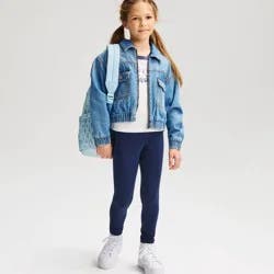 Girls' Leggings - Cat & Jack™ Navy XL: Cotton Spandex Blend, High Rise, Skinny Leg
