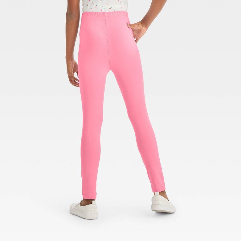 slide 2 of 3, Girls' Leggings Pants - Cat & Jack™ Pink L: High Rise, Skinny Leg, Jersey Fabric, 1 ct