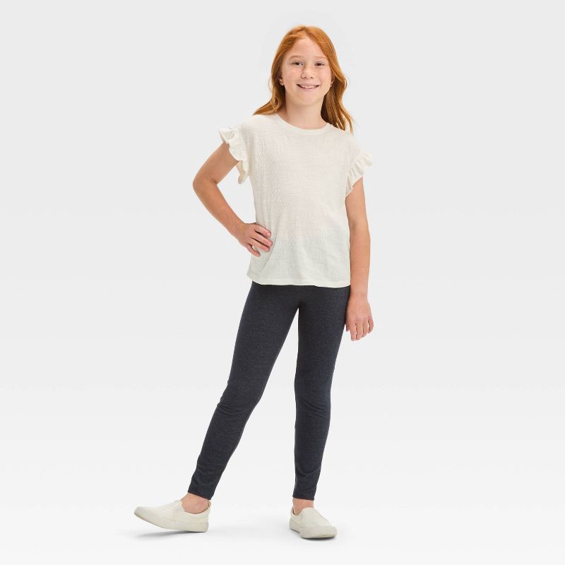 slide 3 of 4, Girls' Leggings - Cat & Jack™ Faux Denim M: High Rise, Lightweight, Elastic Waistband, 1 ct