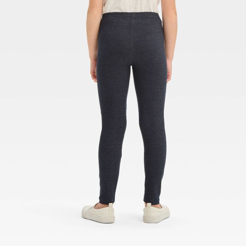 slide 2 of 4, Girls' Leggings - Cat & Jack™ Faux Denim L: High Rise, Full Waistband Elastic, Lightweight French Terry Fabric, 1 ct