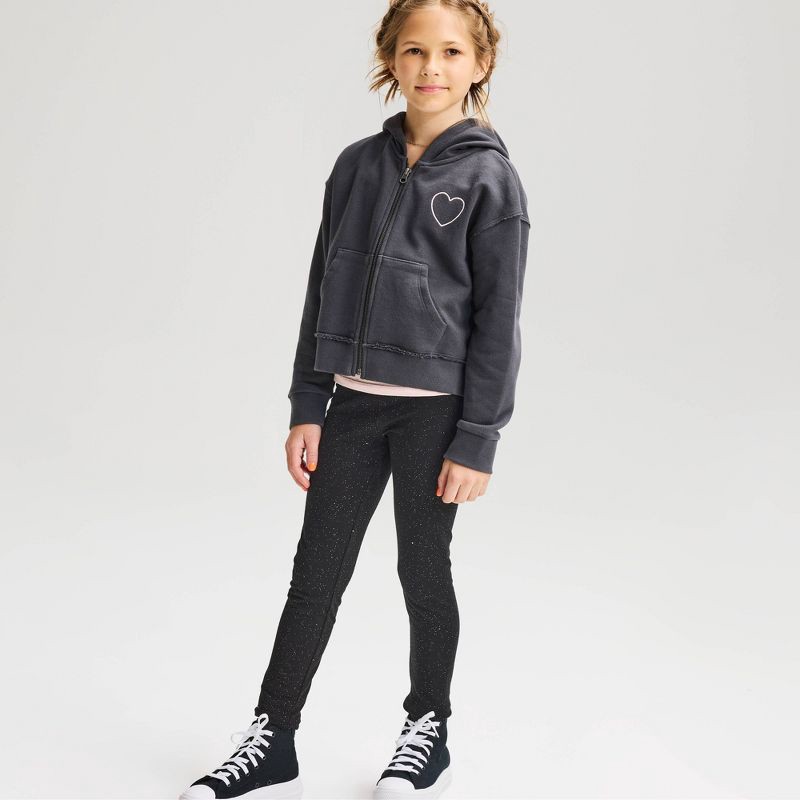 slide 1 of 4, Girls' Sparkle Leggings - Cat & Jack™ Black XS: Elastic Waist, Jersey Fabric, 1 ct