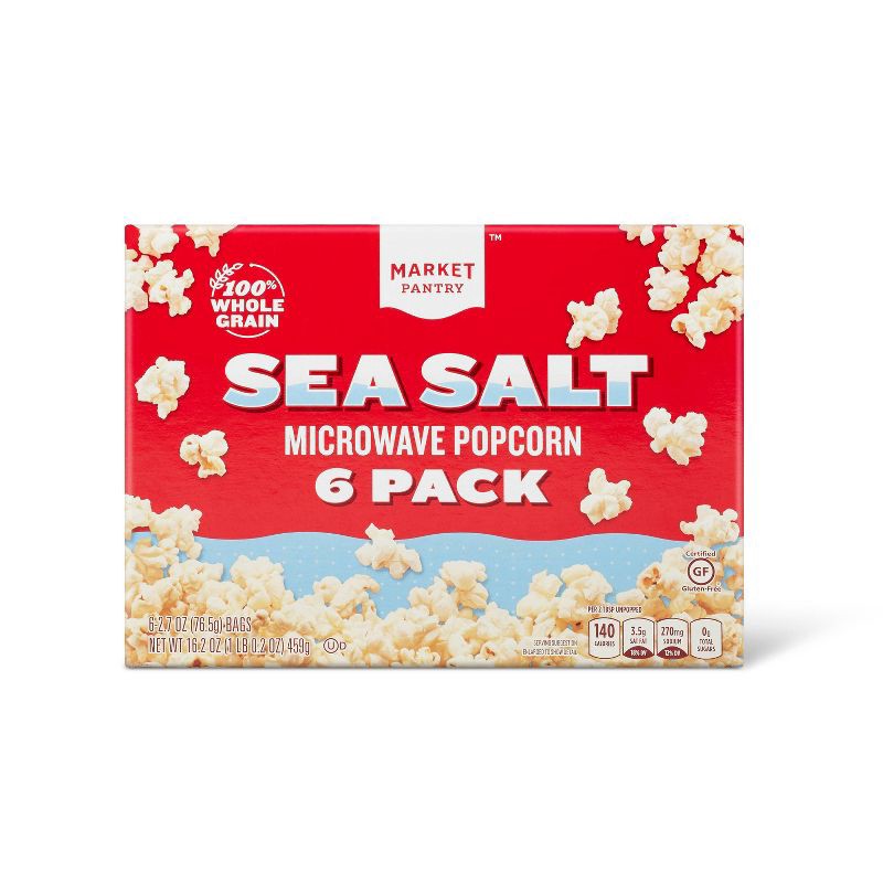 slide 1 of 3, Sea Salt Microwave Popcorn - 6ct - Market Pantry™, 6 ct