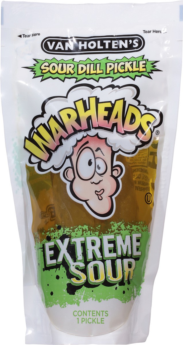slide 7 of 9, Van Holten's Warheads Extreme Sour Pickle in-a Pouch 1 Each, 1 oz