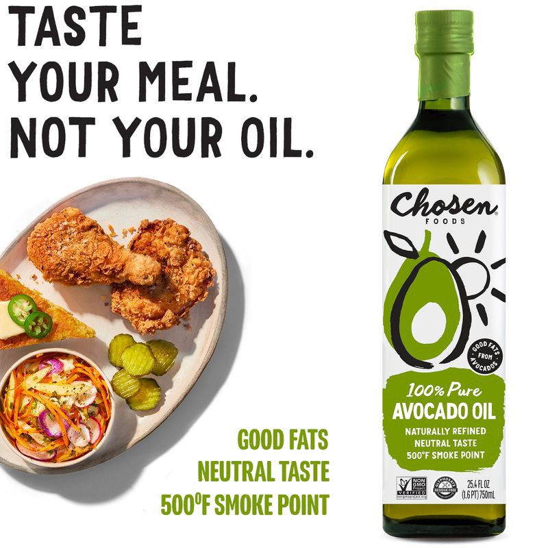slide 4 of 10, Chosen Foods 100% Pure Avocado Oil - 25.4 fl oz, 25.4 fl oz