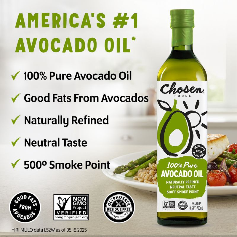 slide 9 of 10, Chosen Foods 100% Pure Avocado Oil - 25.4 fl oz, 25.4 fl oz