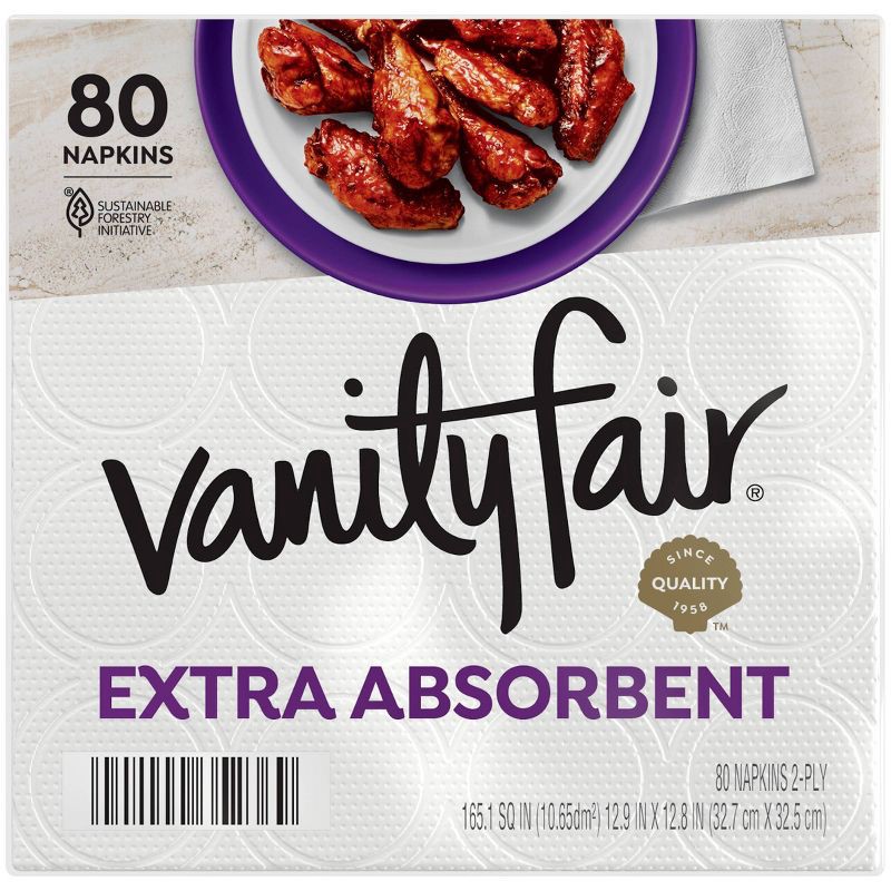 slide 1 of 9, Vanity Fair Extra Absorbent 2-Ply Napkins - 80ct, 80 ct