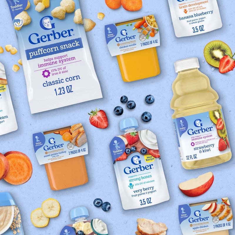 slide 9 of 10, Gerber Baby Food Fruit & Yogurt Strawberry Banana Puree Toddler Food Pouch - 3.5oz​, 3.5 oz