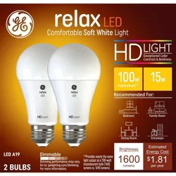 GE Household Lighting GE 2pk 100W Relax A19 LED Light Bulbs Soft White
