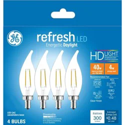 GE Household Lighting GE 4pk 40W Refresh LED CAC Decorative Light Bulbs Daylight