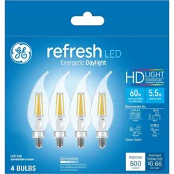 GE Household Lighting GE 4pk 60W Refresh LED Decorative Light Bulbs Daylight