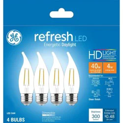 GE Household Lighting GE 4pk 40W Refresh LED CAM Decorative Light Bulbs Daylight