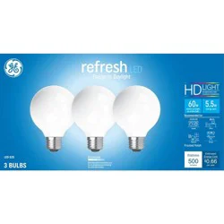 GE Household Lighting GE 3pk 60W Refresh G25 LED Globe Light Bulbs Daylight