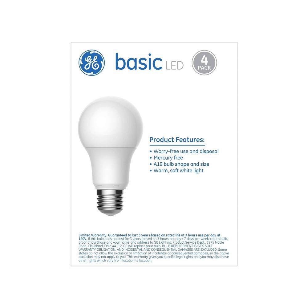 slide 2 of 6, GE Household Lighting GE 4pk 9.5W 60W Equivalent Basic LED Light Bulbs Soft White, 4 ct