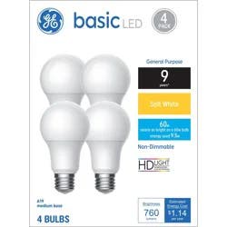 GE Household Lighting GE 4pk 60W Basic A19 LED Light Bulbs Soft White