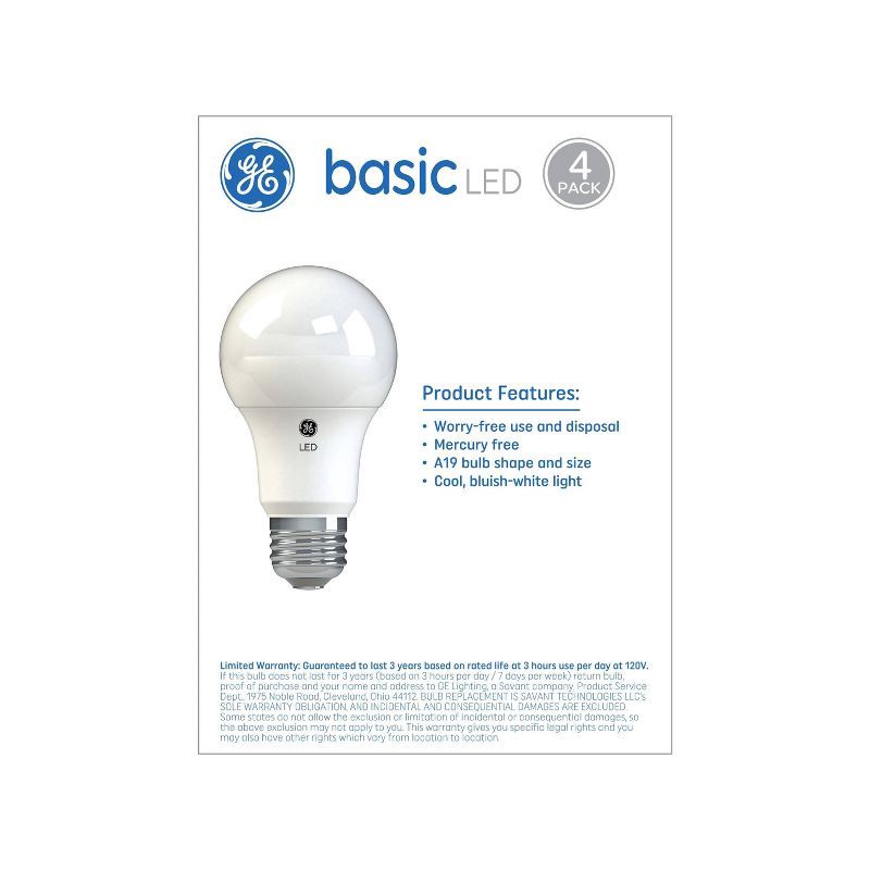 slide 2 of 5, GE Household Lighting GE 4pk 40W Basic A19 LED Light Bulbs Daylight, 4 ct