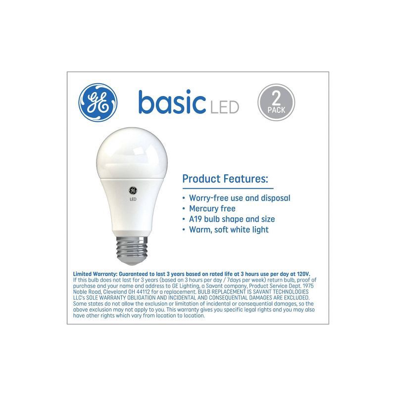 slide 2 of 5, GE Household Lighting GE 2pk 100W Basic A19 LED Light Bulbs Soft White, 2 ct