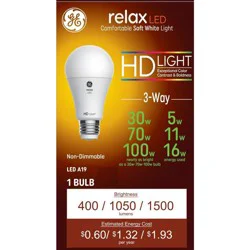 GE Household Lighting GE Relax A19 LED 3-Way Light Bulb Soft White