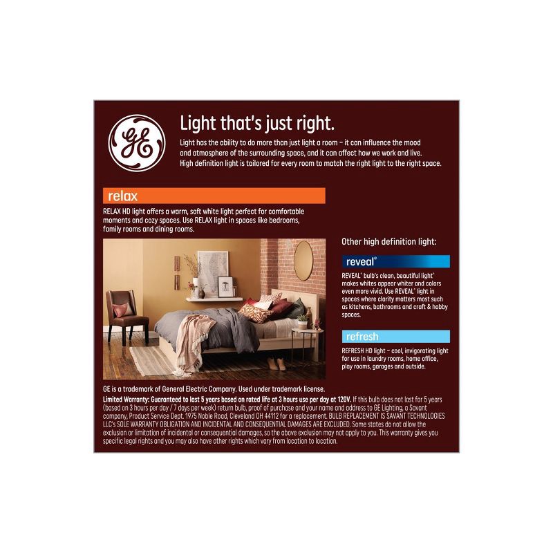 slide 3 of 7, GE Household Lighting GE 2pk 60W Relax G25 LED Globe Light Bulbs Soft White: Dimmable E26 Base, 800 Lumens, Energy Star Certified, 2 ct