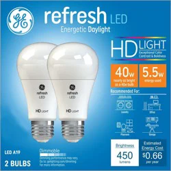 GE Household Lighting GE 2pk 40W Refresh A19 LED Light Bulbs Daylight