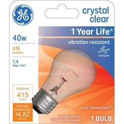 GE Household Lighting GE 40W A15 White Light for Ceiling Fan Clear
