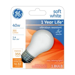 GE Household Lighting GE 40W A15 Ceiling Fan Light White