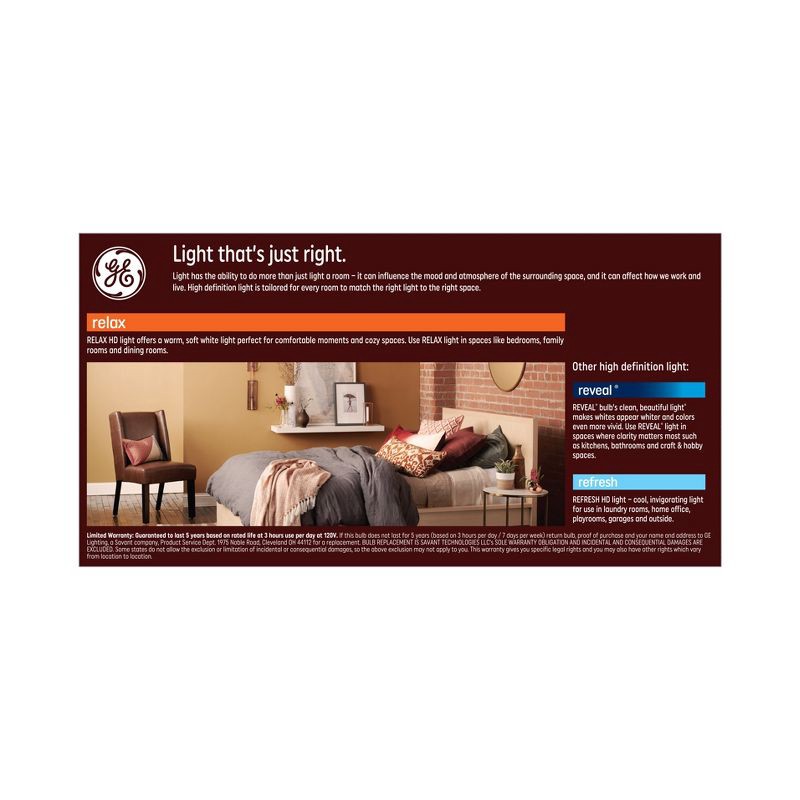 slide 2 of 6, GE Household Lighting GE 3pk 60W Relax G25 LED Globe Light Bulbs Soft White, 3 ct