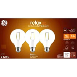 GE Household Lighting GE 3pk 40W Relax G25 LED Clear Globe Light Bulbs Soft White