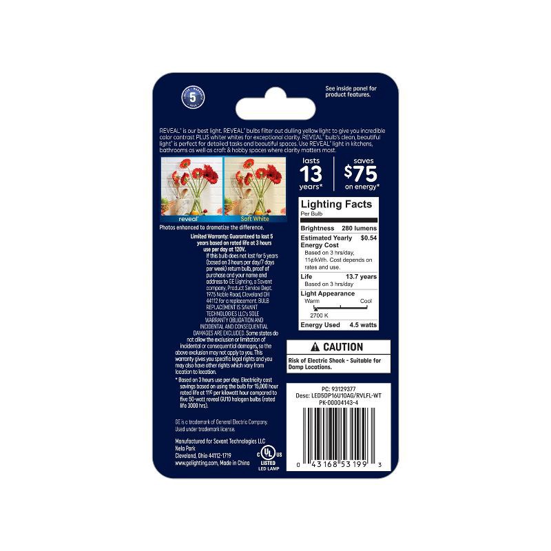 slide 6 of 6, GE Household Lighting GE 50W PAR16 Reveal Light Bulb, 1 ct