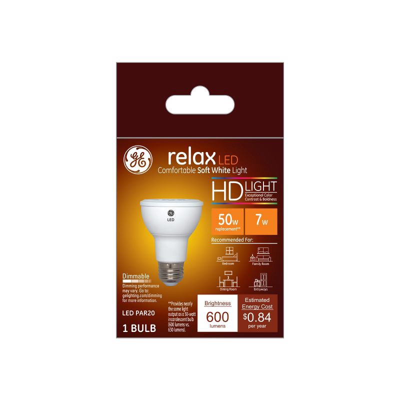 slide 1 of 3, General Electric GE Relax LED HD Light Bulb 7W 50 W Equivalent Soft White Medium Base, 1 ct