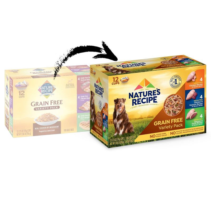 slide 4 of 7, Nature's Recipe Grain Free Chicken, Duck & Venison Wet Dog Food - 2.75oz/12ct Variety Pack, 2.75 oz, 12 ct