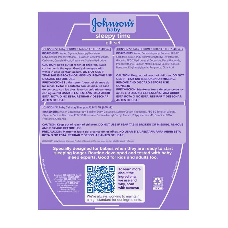 slide 2 of 7, Johnson's Sleepy Time Bedtime Baby Gift Set Includes Baby Bath Shampoo, Wash & Body Lotion - 3ct, 3 ct