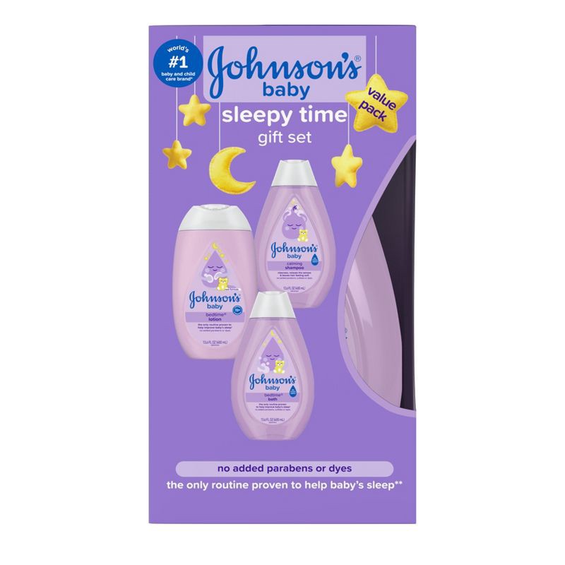 slide 5 of 7, Johnson's Sleepy Time Bedtime Baby Gift Set Includes Baby Bath Shampoo, Wash & Body Lotion - 3ct, 3 ct
