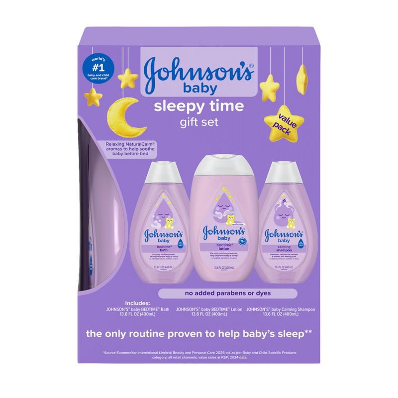 slide 1 of 9, Johnson's Sleepy Time Bedtime Baby Gift Set Includes Baby Bath Shampoo, Wash & Body Lotion - 3ct: Hypoallergenic, Paraben-Free, Soothing, 3 ct
