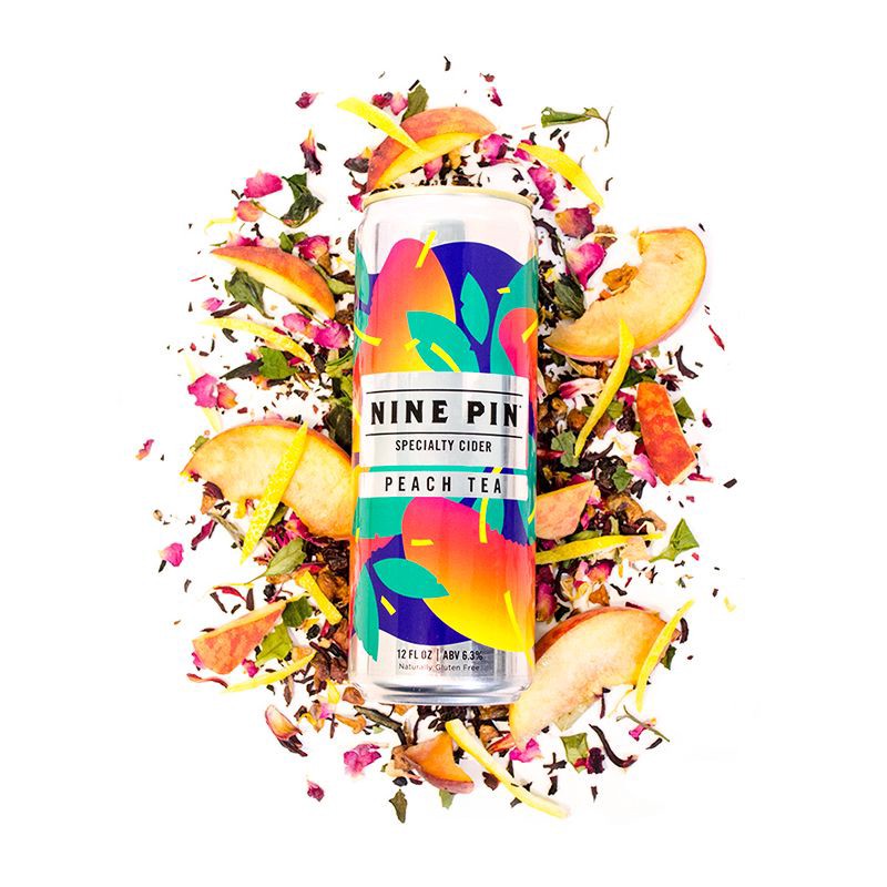 slide 2 of 2, Nine Pin Peach Tea - 4pk/16 fl oz Cans, 4 ct; 16 fl oz