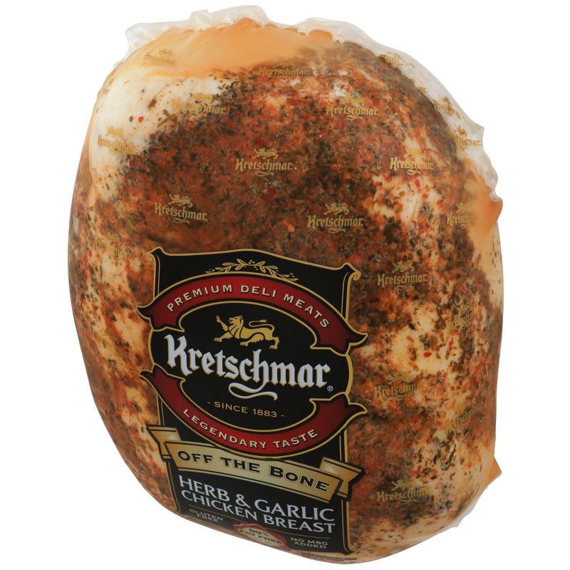 slide 4 of 9, Kretschmar Off the Bone Herb & Garlic Chicken Breast - Deli Fresh Sliced - price per lb, per lb