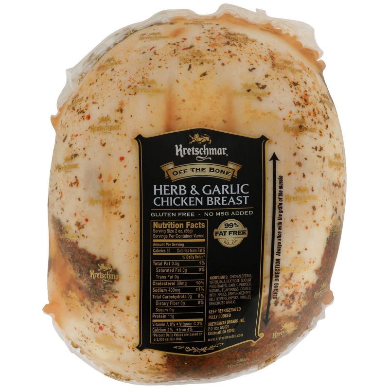 slide 6 of 9, Kretschmar Off the Bone Herb & Garlic Chicken Breast - Deli Fresh Sliced - price per lb, per lb