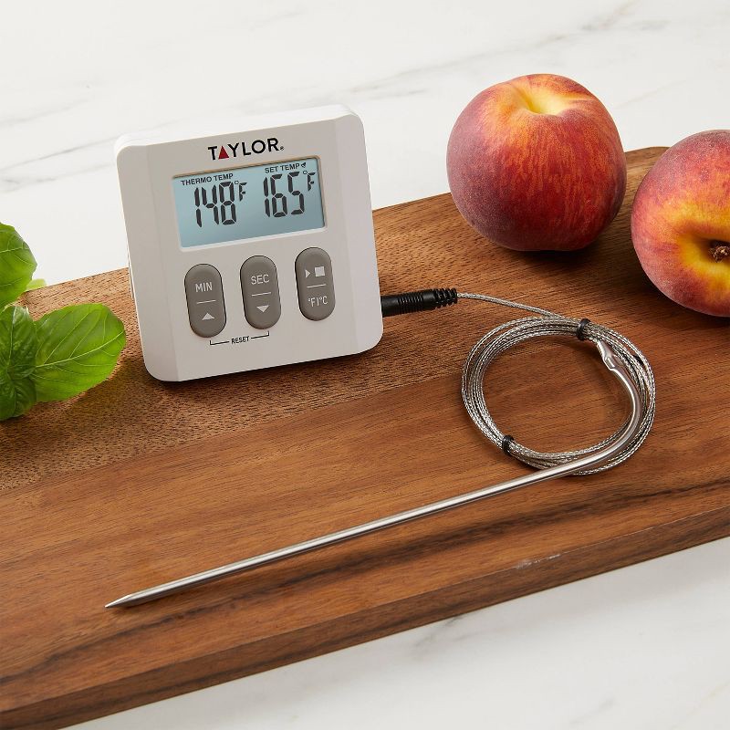 slide 2 of 7, Taylor Programmable Digital Probe Kitchen Meat Cooking Thermometer with Timer, 1 ct