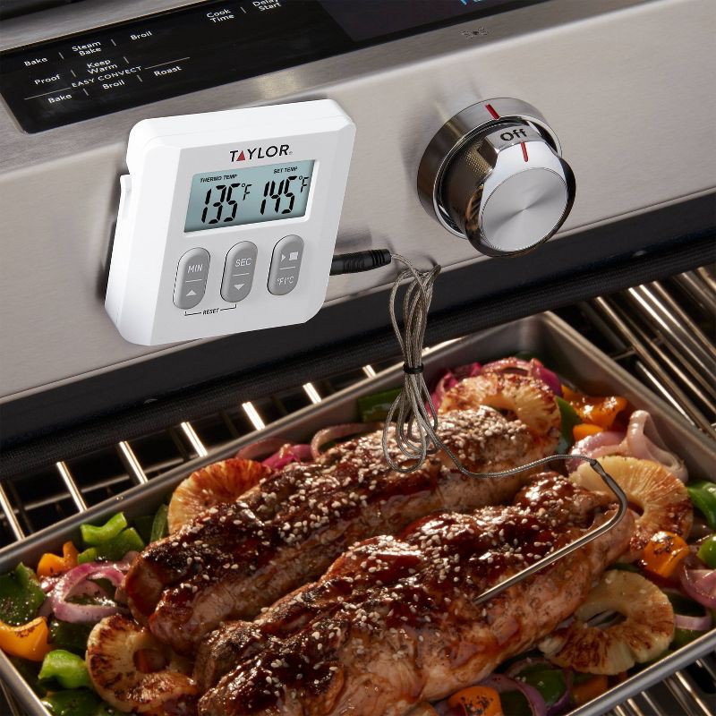 slide 3 of 7, Taylor Programmable Digital Probe Kitchen Meat Cooking Thermometer with Timer, 1 ct