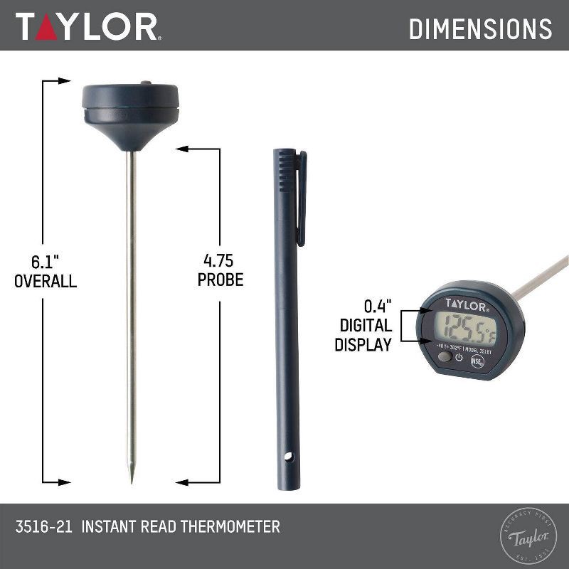 slide 6 of 7, Taylor Digital Instant-Read Pocket Kitchen Meat Cooking Thermometer, 1 ct