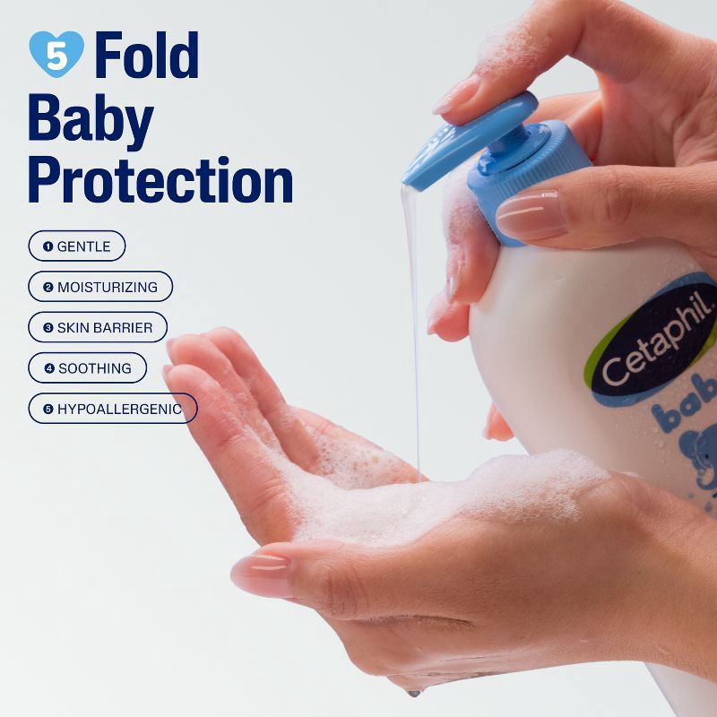 slide 3 of 8, Cetaphil Baby Wash and Shampoo with Calendula, Tear Free and Hypoallergenic - 13.5 fl oz​, 13.5 fl oz