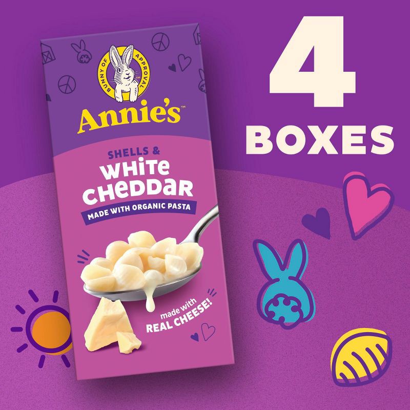slide 2 of 8, Annie's Organic Shells & White Cheddar Mac and Cheese - 24oz/4pk, 4 ct; 24 oz