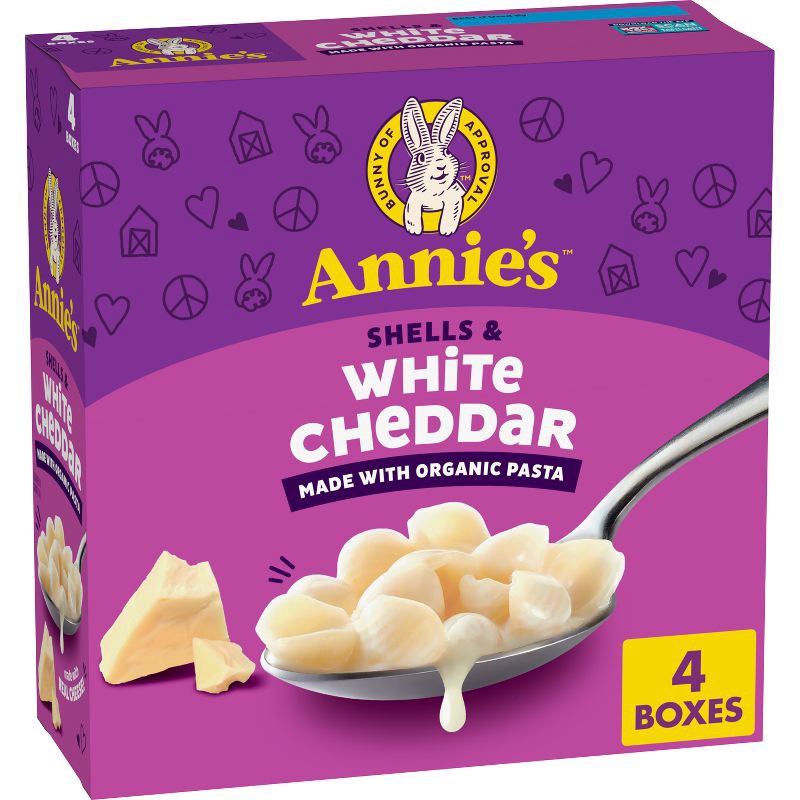 slide 1 of 8, Annie's Organic Shells & White Cheddar Mac and Cheese - 24oz/4pk, 4 ct; 24 oz