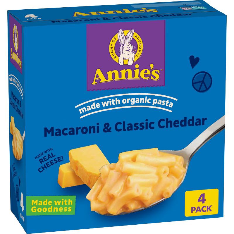 slide 1 of 7, Annie's Organic Classic Cheddar Mac and Cheese - 24oz/4pk, 4 ct; 24 oz