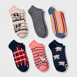 Women's Farm Animal 6pk Low Cut Socks - Xhilaration Assorted Color 4-10